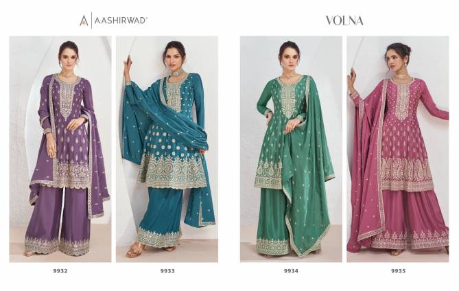 Volna By Aashirwad Heavy Chinon Silk Readymade Suits Wholesale Market In Surat